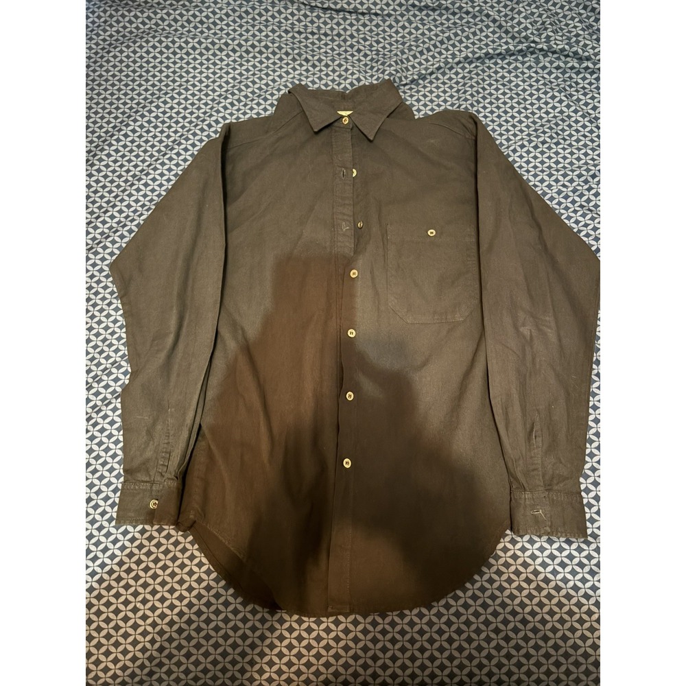 Vintage Vivaldi Jeanswear Mens Button-Down Shirt Black Long Sleeve